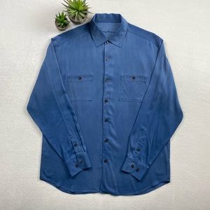 Tommy Bahama Silk Long Sleeve Button Up Shirt (Blue)